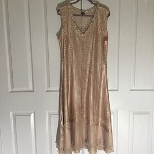 Komarov sleevless lace satin midi dress 3X